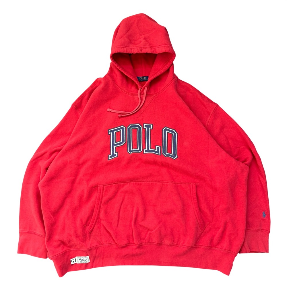 Polo Ralph Lauren Mens Red Spellout Hoodie Sweatshirt 4XB Big and Tall